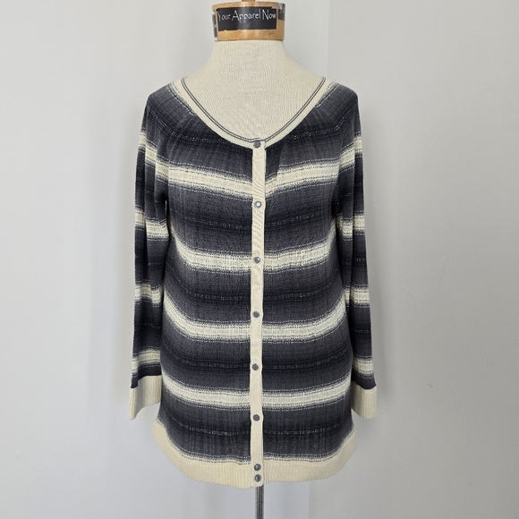 Marc By Marc Jacobs Cream Shell Grey Ombre Silk Cashmere Cardigan Sz M (624) - Picture 1 of 7